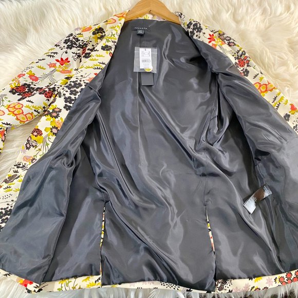 NWT Topshop IDOL Floral Leaf Print Blazer Size 4 US - Picture 10 of 12